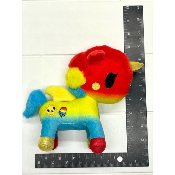 Tokidoki Unicorno Aurora Summer Plush 7.5" Rainbow Blue Red Stuffed Horse 2021 - Picture 5 of 5